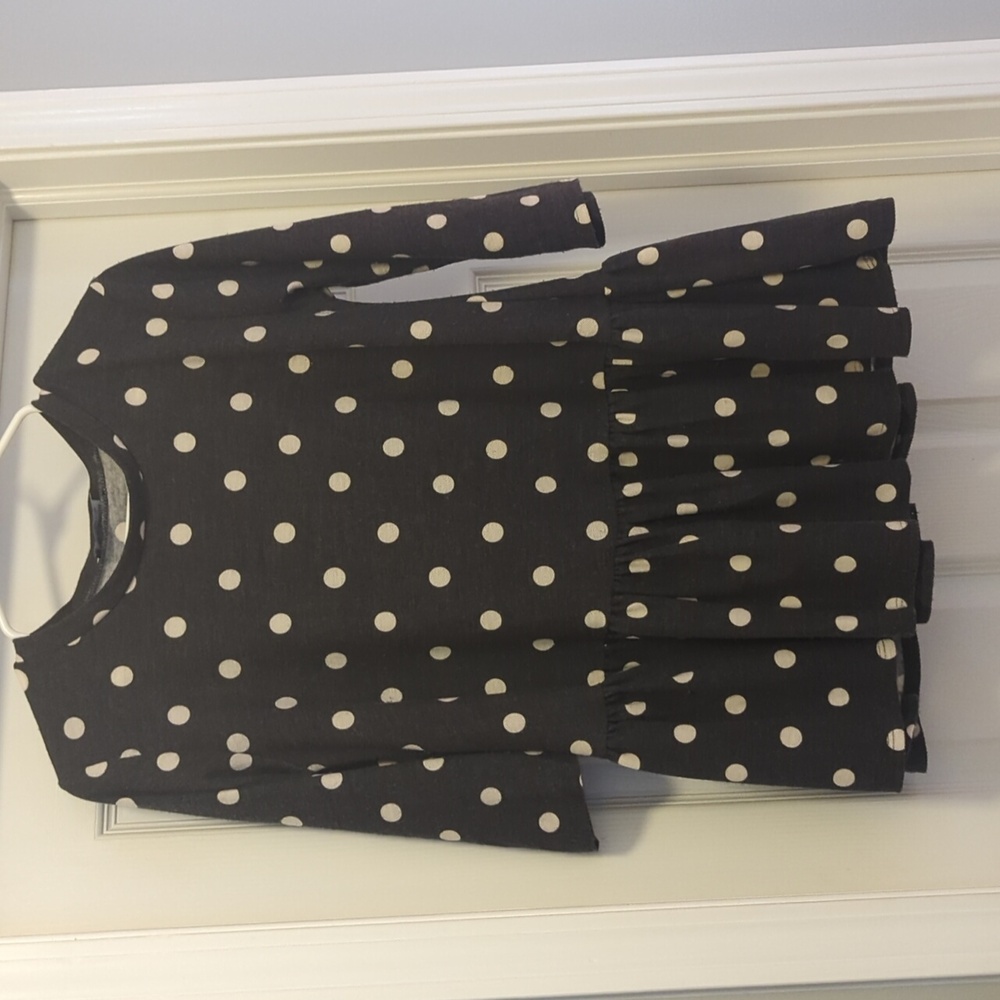 Bombom gray and cream polka dot shirt small